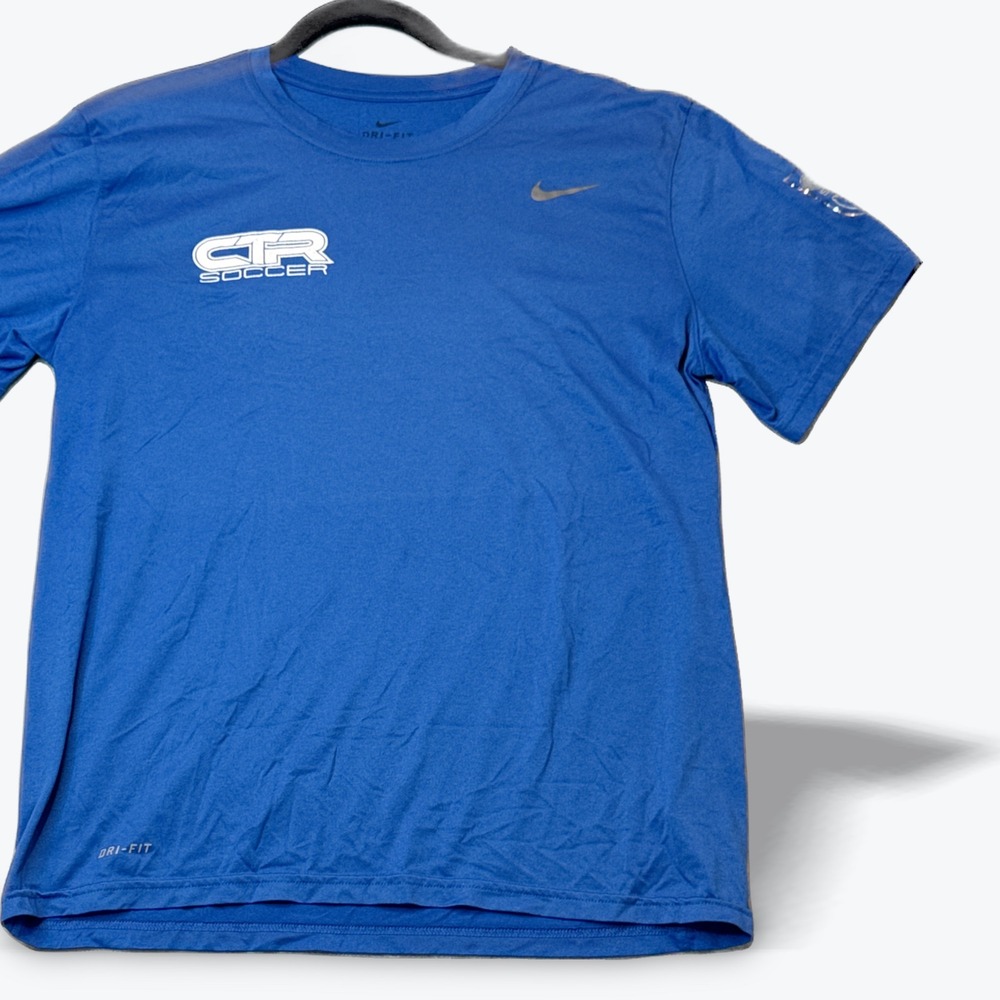 Nike Dri-FIT CTR Soccer T-Shirt Team Training Mens Large Blue‎ Short Sleeve